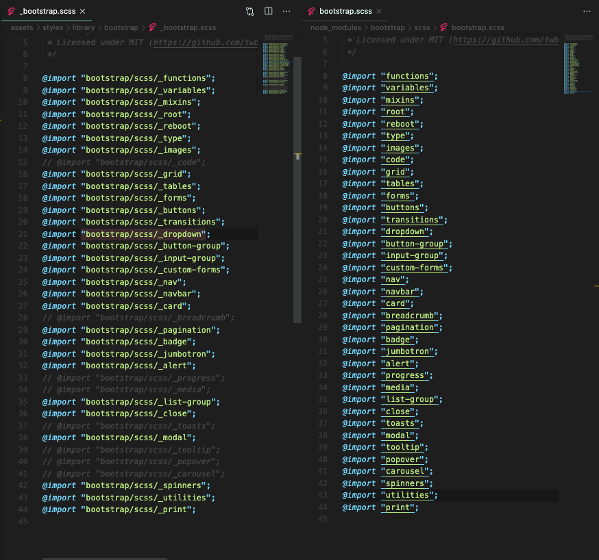 Bootstrap SCSS 모듈 최적화